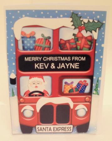 Xmas Santa Express Kev & Jayne A5 3D Decoupage by Jayne Smith