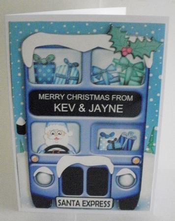 Xmas Santa Express Kev & Jayne A5 3D Decoupage by Jayne Smith