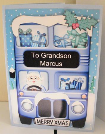 Xmas Santa Express Grandson Marcus A5 3D Decoupage by Jayne Smith