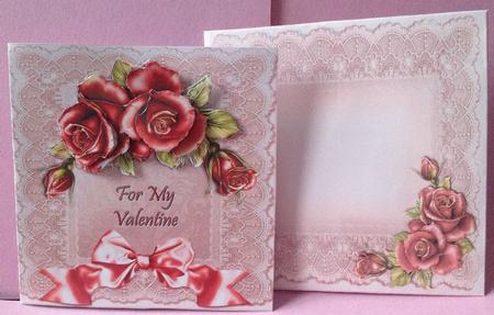 Red Roses & Pink Lace - Envelope by Jayne Smith