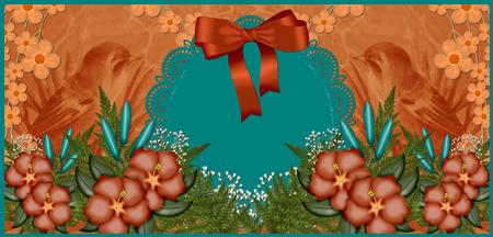 Burnt Orange Bird Duo A4 Backing Paper by Jayne Smith