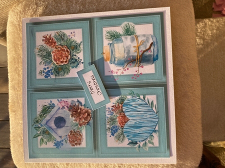 Birdhouse & Candle Christmas Quad Frame 8x8 by Jayne Taplin