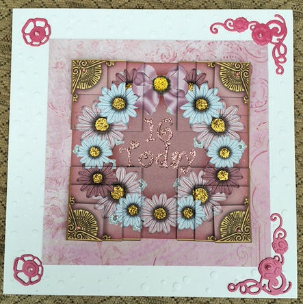 Pink Daisy Ring 16 Today 5in Quad Corner Stacker by Jayne Taplin