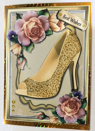 Beautiful Golden Shoe With Roses by Jayne Taplin