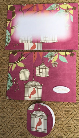 Birdcage Cerise 7x5inch Landscape Card & Envelope Mini Kit by Jayne Taplin