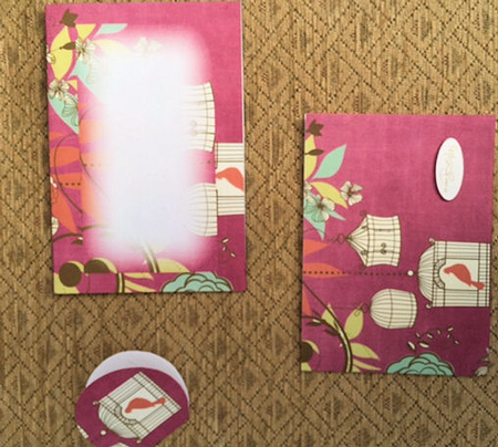 Birdcage Cerise 7x5inch Landscape Card & Envelope Mini Kit by Jayne Taplin