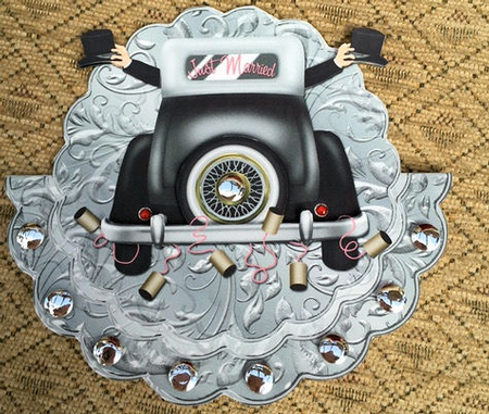 Mr and Mr wedding car scalloped rocker card sheet by Jayne Taplin