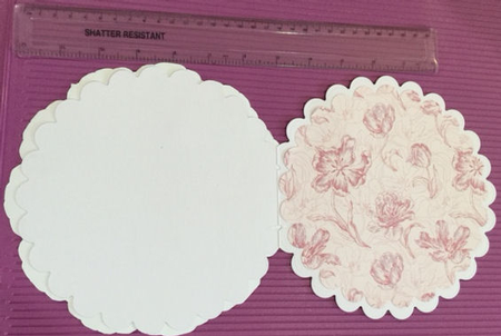 Cerise Floral Dress Special Day 8in Doily Decoupage Topper by Jayne Taplin