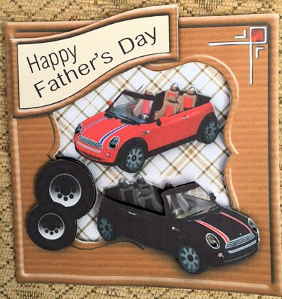 Mini Car Birthday or Fathers Day Appeture Topper and Insert by Jayne Taplin