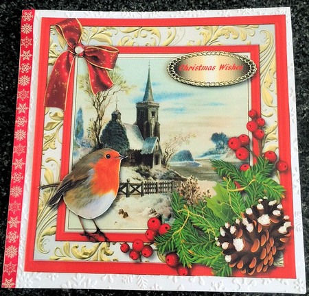 Beautiful Robin and Christmas Church  by Jayne Taplin