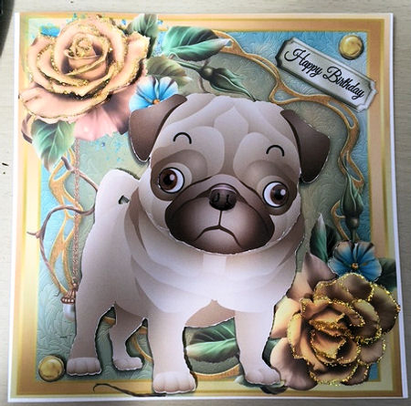Adorable Pug With Beautiful Roses 8x8 Mini Kit by Jayne Taplin