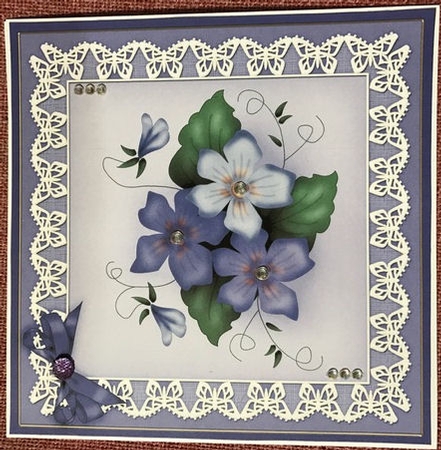 Pretty Viola 8 x 8 Quick Card Topper by Jayne Taplin