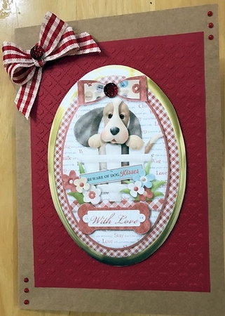 Beware Dog Kisses Birthday Oval Plate and Stand Card by Jayne Taplin