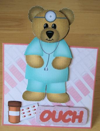 Ouch Bear No Hole Over the Top Card with Insert by Jayne Taplin