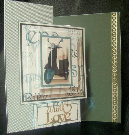 My Vespa Fold Back Card with Pyramid Toppers by Jayne Taplin