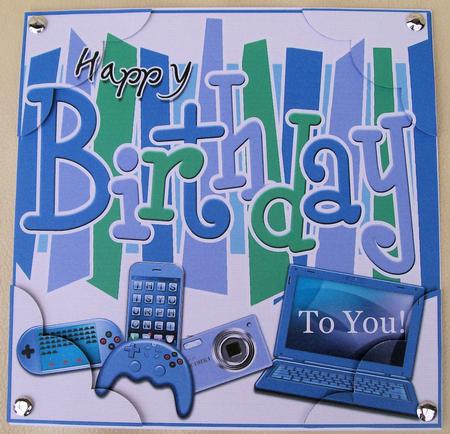 8 x 8 Birthday Gadgets Games N Gizmos Scalloped Carner by Jayne Taplin