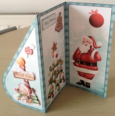 Santa's Party Time Teardrop Card and Decoupage by Jayne Taplin