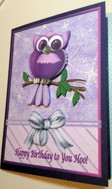 Purple Owl Card Front by Jayne Taplin