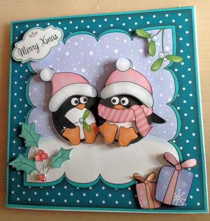 8x8 Xmas Pip Penguin Love Mini Kit 3D Decoupage by Jayne Taplin