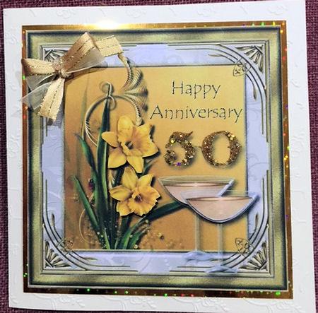 Golden 50th Wedding Anniversary Card Topper by Jayne Taplin