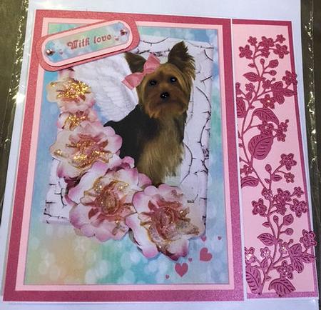 Yorkie Angel Card Topper with Decoupage by Jayne Taplin