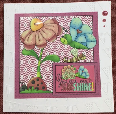 Pink You Are My Sunshine Card Front by Jayne Taplin