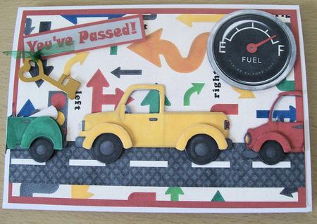 Traffic Jam Birthday/passed Test Decoupage Card by Jayne Taplin