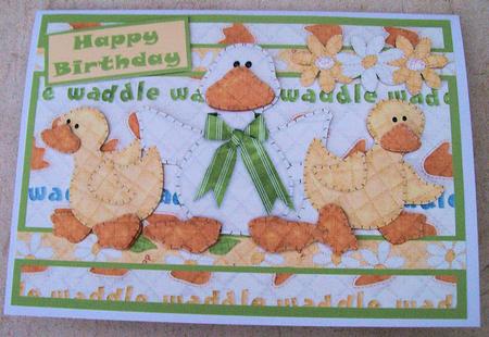 Cute Waddle Birthday/easter Decoupage Card by Jayne Taplin
