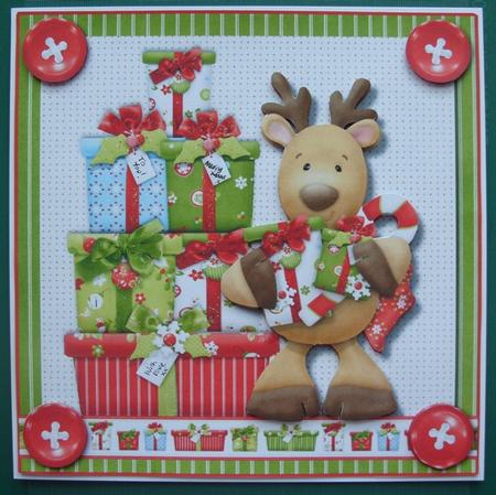 Reindeer Brings Gifts for You 8x8 Quick Card Front by Jayne Westlake