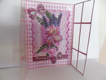 Summer Flowers on Pink Gingham, French Gatefold by Jean Deery