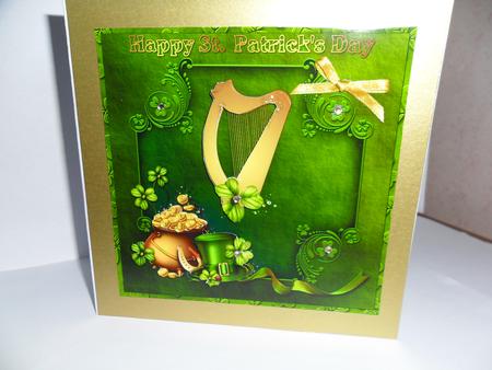 Lucky St Patrick's Day Square Card Front with Step by Step by Jean Deery