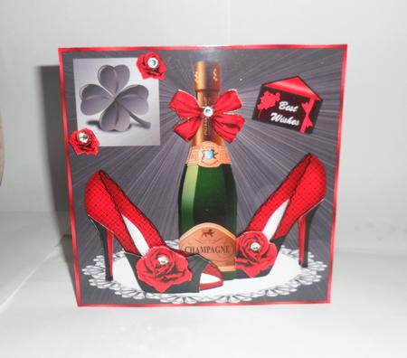 Red and Black Shoes with Roses Qs by Jean Deery