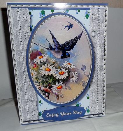 Bluebirds and Daisys, ( Pyramid ) by Jean Deery