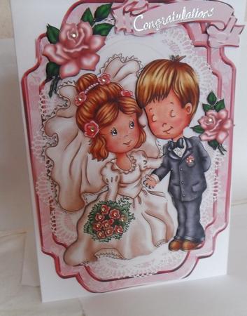 Our Wedding Day, Happy Couple with Pink Roses Featured Gallery Photo