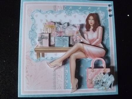 BIRTHDAY GIRL 7.5 Decoupage & Insert Card Kit by Jean Harrison