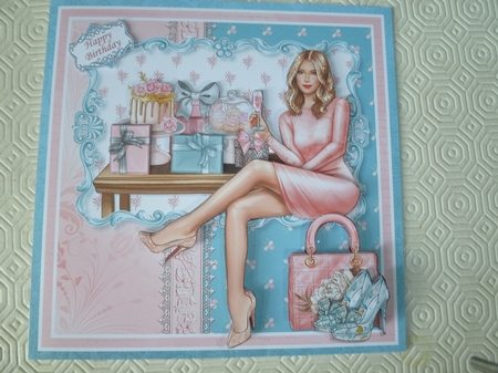 BIRTHDAY GIRL BLONDE 7.5 Decoupage & Insert Card Kit by Jean Harrison