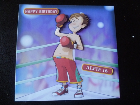 Boxer Boy Dude Red 8x8 Quick Card by Jean Harrison