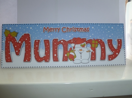 Large DL Merry Christmas MUMMY 3D decoupage with Snowball Sam  by Jean Harrison