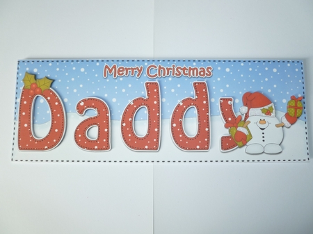 Large DL Merry Christmas DADDY 3D decoupage with Snowball Sam  by Jean Harrison