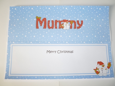 Large DL Merry Christmas MUMMY insert with Snowball Sam  by Jean Harrison