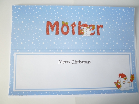 Large DL Merry Christmas MOTHER insert with Snowball Sam  by Jean Harrison