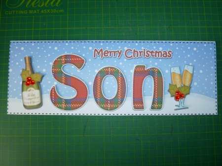Large DL Merry Christmas SON 3D decoupage with Champagne by Jean Harrison