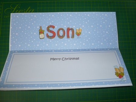 Large DL Merry Christmas SON 3D decoupage with Champagne by Jean Harrison