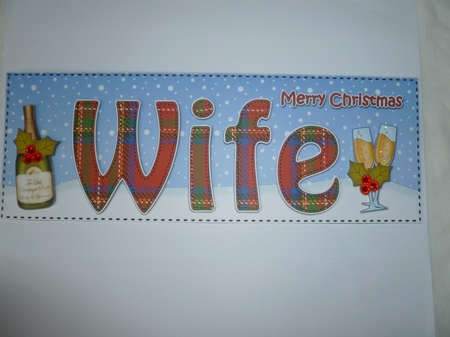 Large DL Merry Christmas WIFE insert with Champagne by Jean Harrison