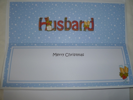Large DL Merry Christmas HUSBAND insert with Champagne by Jean Harrison