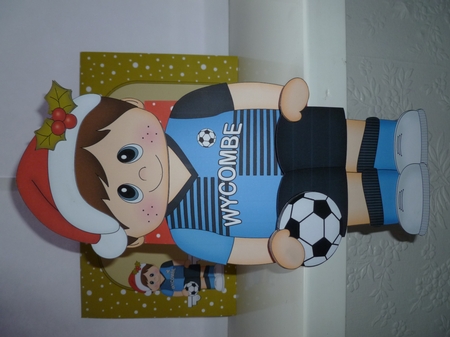 3D On the Shelf Card Kit - Little Christmas Footballer plays for Wycombe by Jean Harrison