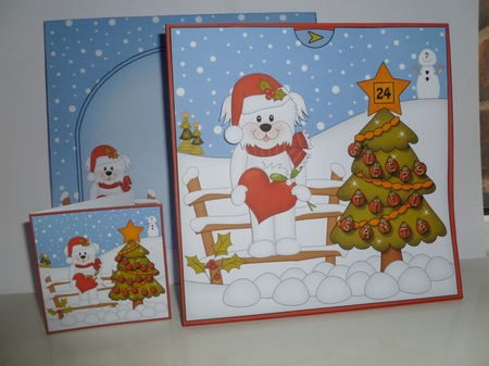 3D Animated Sleeps Till Santa Christmas Tree Countdown Card Kit - Little Bichon Frise Dog Maxie by Jean Harrison