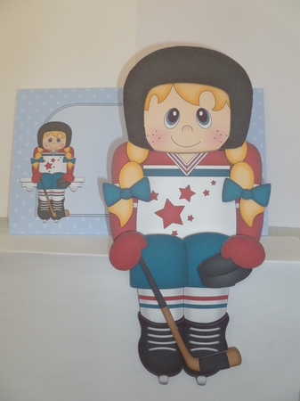 3D on the Shelf Card Kit - Little Ice Hockey Player Pam by Jean Harrison