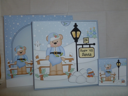 3D Xmas Austin Bear Sleeps Till Santa Countdown Card by Jean Harrison
