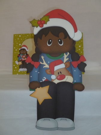 3D on the Shelf Card Kit - Ethnic Christmas Jumper Girl by Jean Harrison
